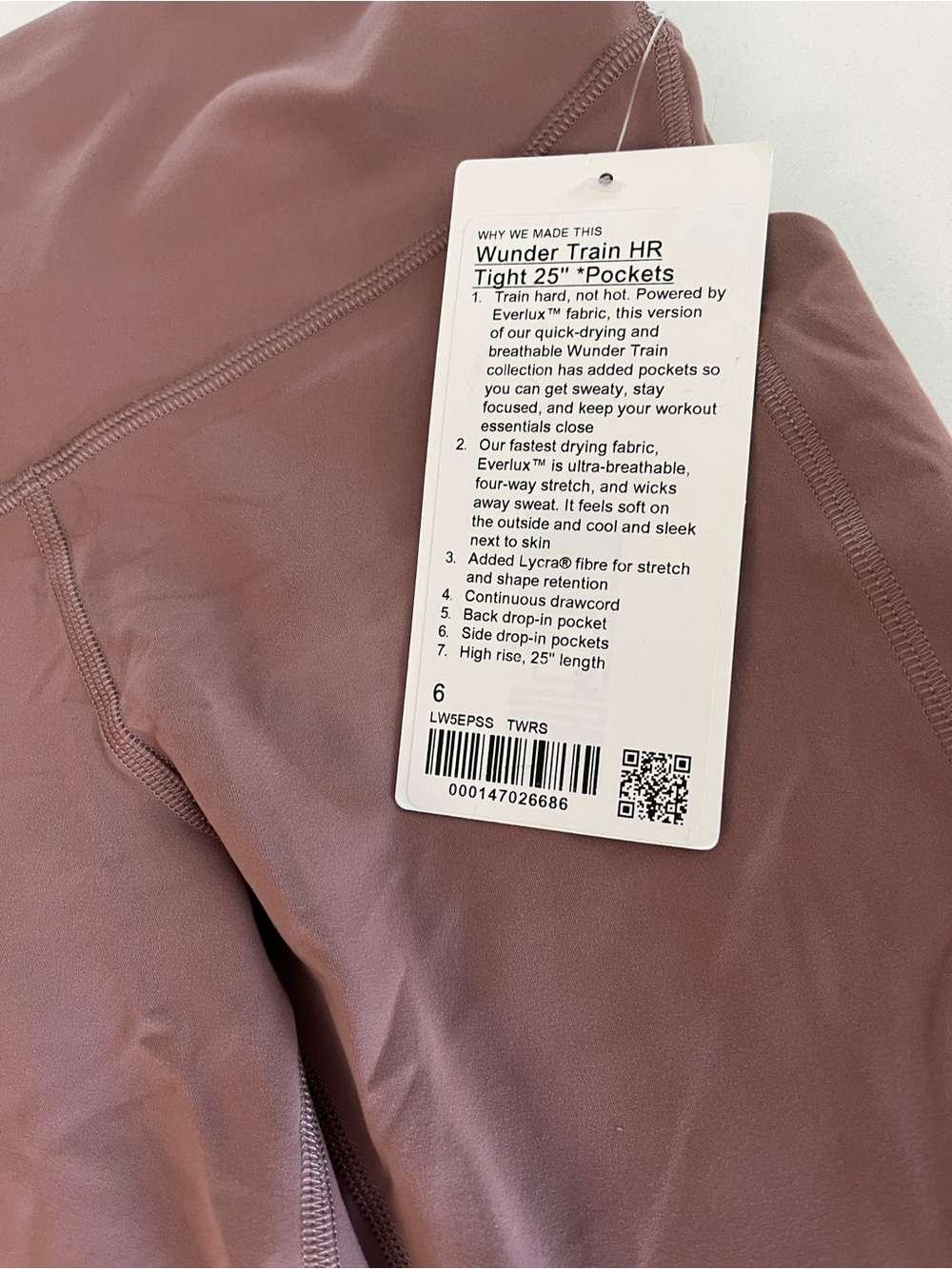 Lululemon Twilight Rose Wunder Train HR Tight 25” *Pockets - Picture 4 of 7